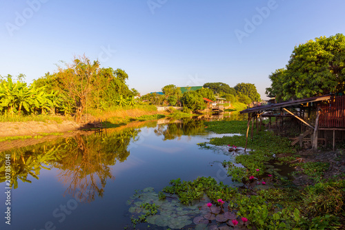 Fototapeta Naklejka Na Ścianę i Meble -  Beautiful scene of canal in rural Southeast Asia, Thailand