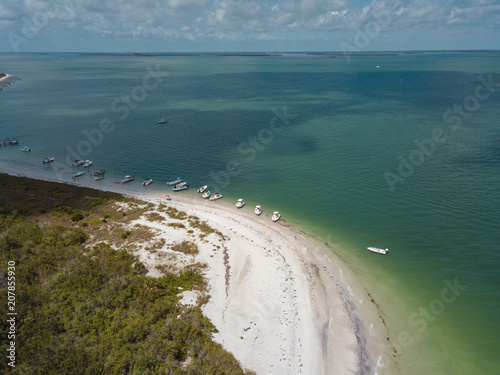 Wallpaper Mural beach aerial drone above view white sand boats sea water island Torontodigital.ca