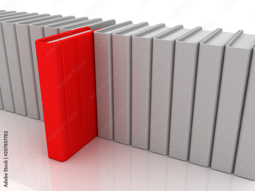Fototapeta premium White books and one red book