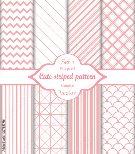 cute pink seamless pattern set 1