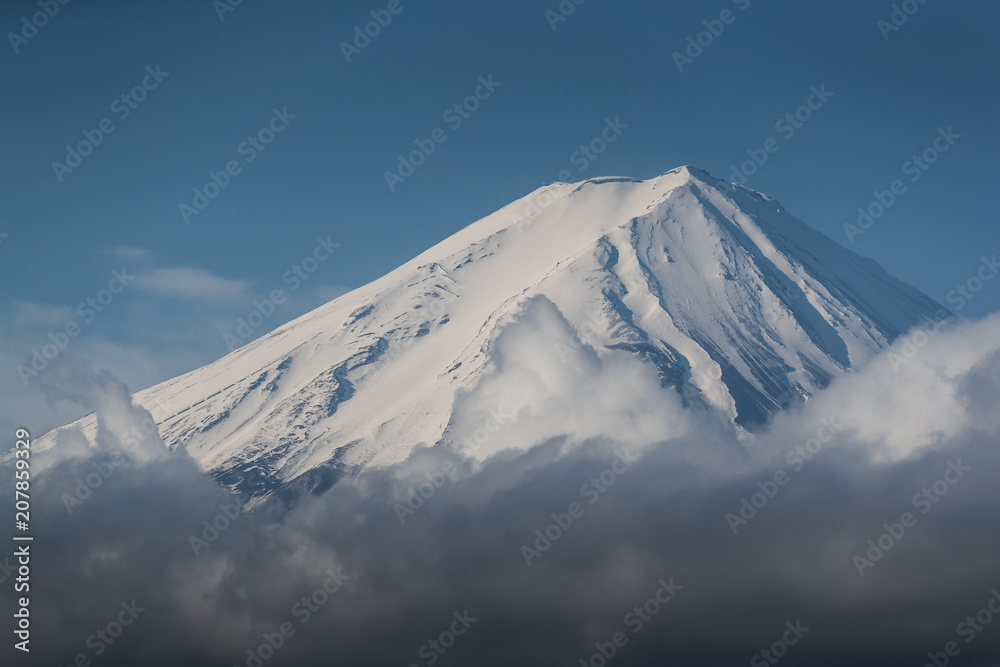 Mountain Fuji and Kawaguchiko lake in early morning