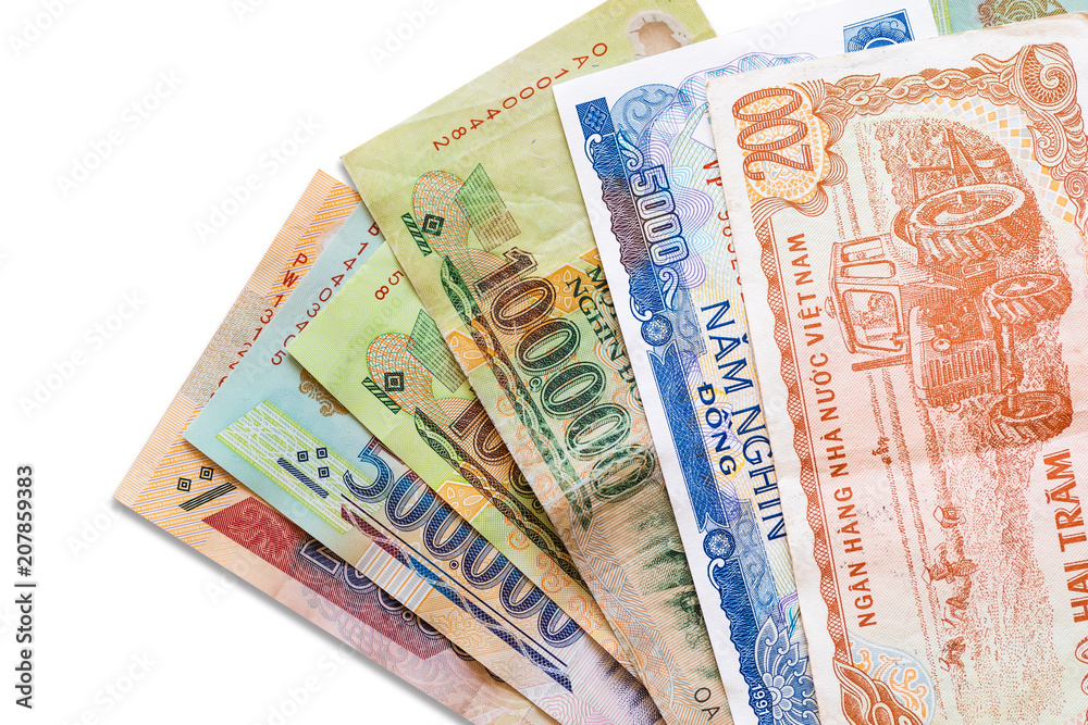 Fototapeta premium Vietnam bank note isolated on white background