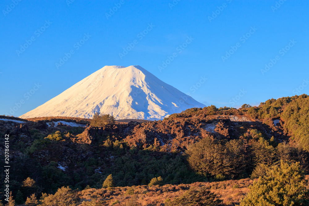 Mt. Ngauruhoe volcano at sunset, Tongariro National Park, New Zealand Mt. Ngauruhoe volcano at sunset, Tongariro National Park, New Zealand