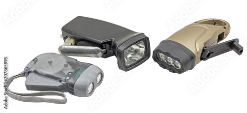 Canvas Print Led flashlights with manual recharging on white