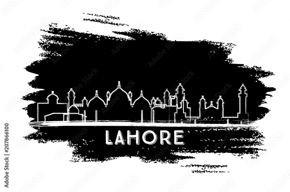 Lahore Pakistan City Skyline Silhouette. Hand Drawn Sketch.