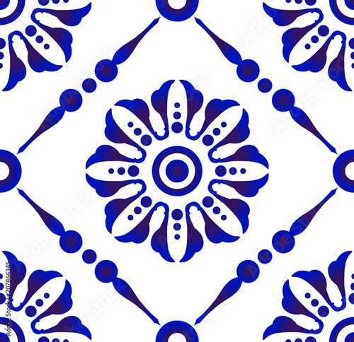 abstract flower tile pattern