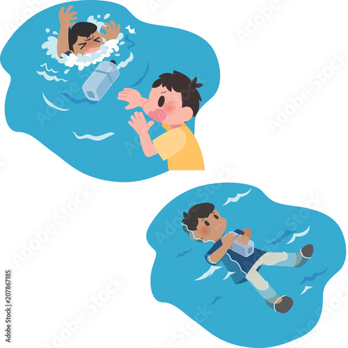 溺れる男性 救助セット