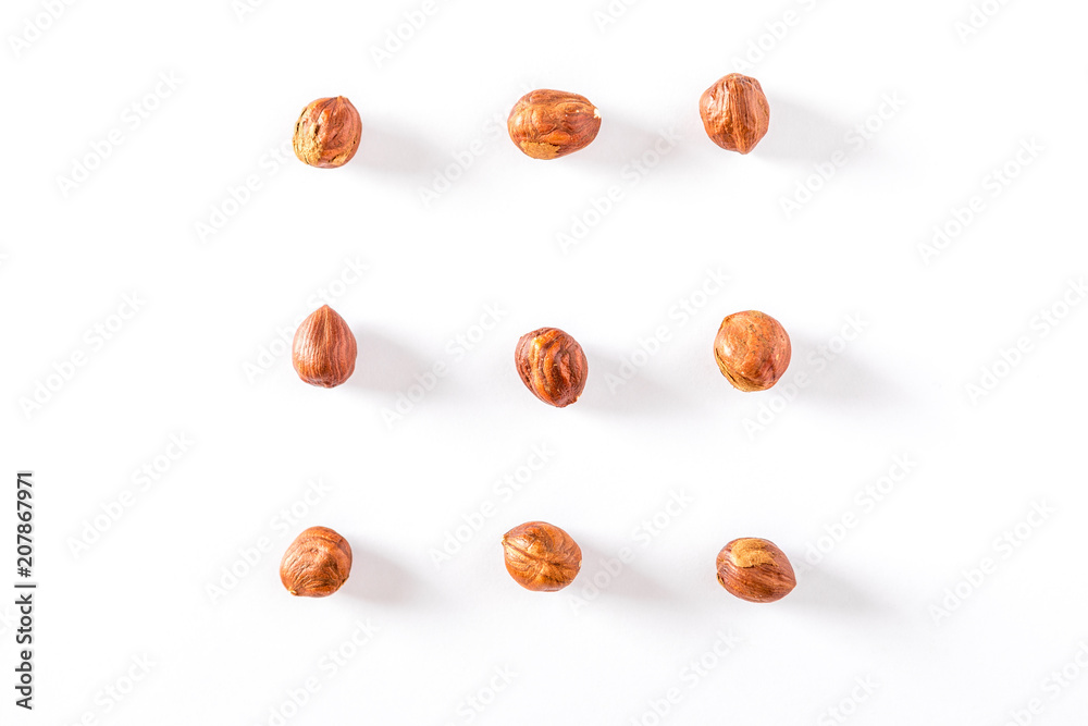 flat lay the nuts isolated on a white background flat lay the nuts isolated on a white background
