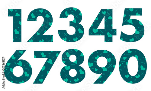 Arabic numerals with hearts.