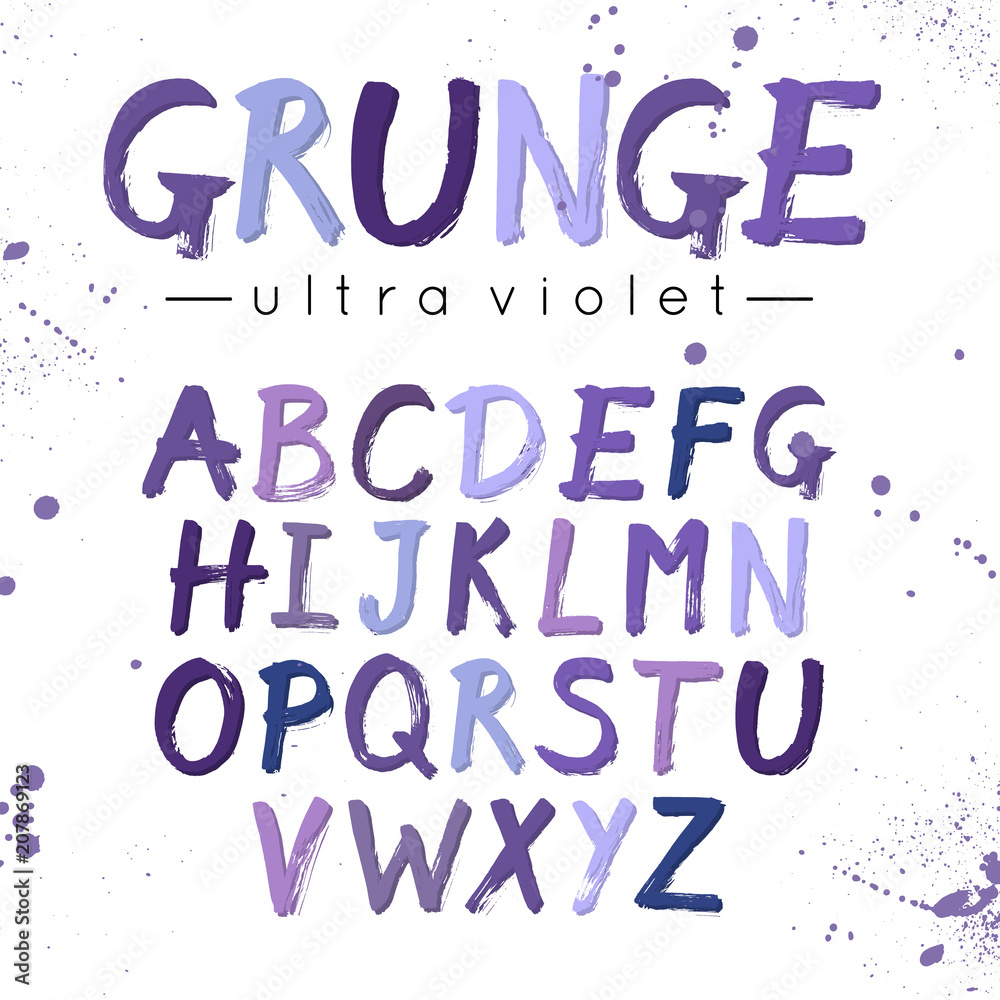 Ultra Violet Grunge Font. Modern Brush Lettering. Vector Handwriting Alphabet. Ultra Violet Grunge Font. Modern Brush Lettering. Vector Handwriting Alphabet.