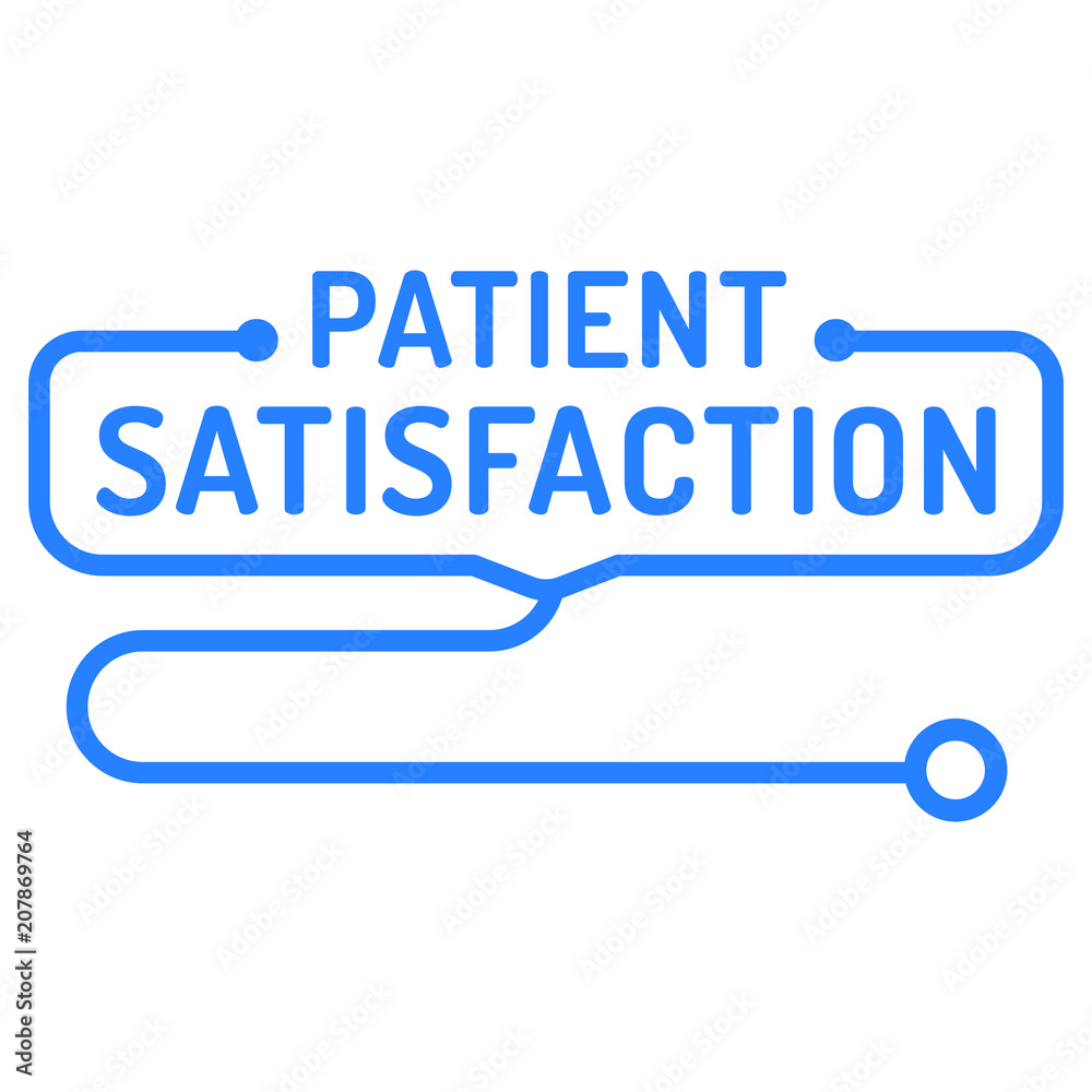 Patient satisfaction. Badge, stamp, stethoscope icon. Flat vector illustration on white background. Patient satisfaction. Badge, stamp, stethoscope icon. Flat vector illustration on white background.