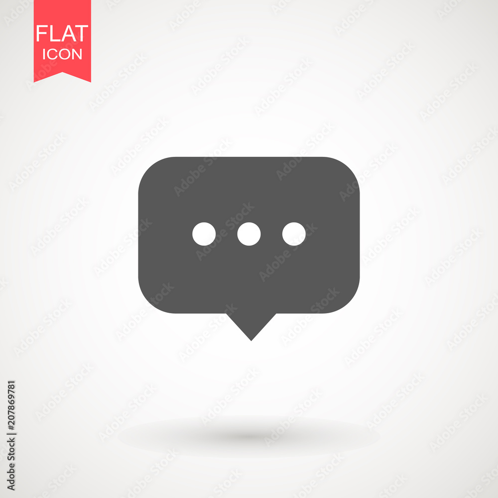 Speech bubble icon. Chat Flat vector. Comment icon. ON white background.