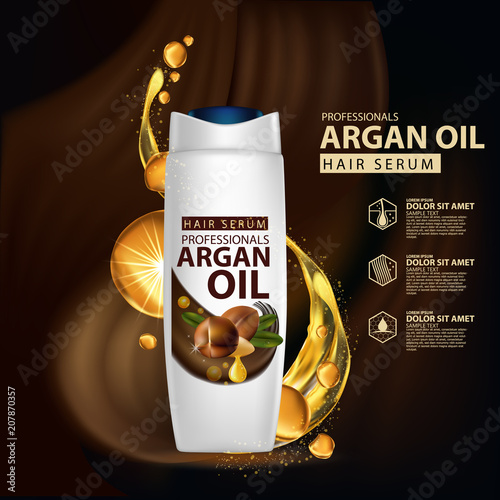 argan oil hair care protection contained in bottle background 3d illustration