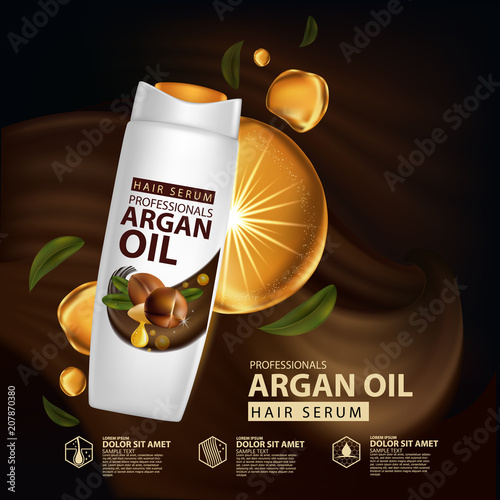 argan oil hair care protection contained in bottle background 3d illustration