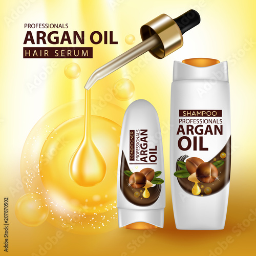 argan oil hair care protection contained in bottle background 3d illustration