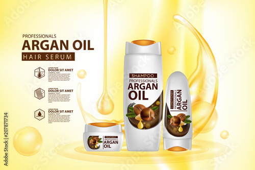 argan oil hair care protection contained in bottle background 3d illustration