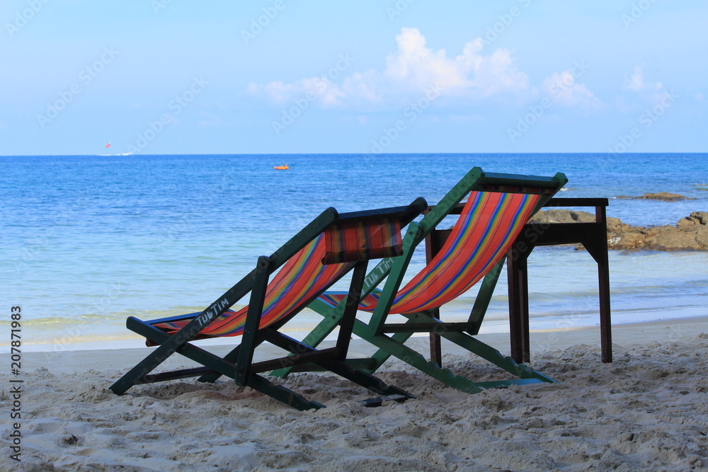 two beach chair on the beach