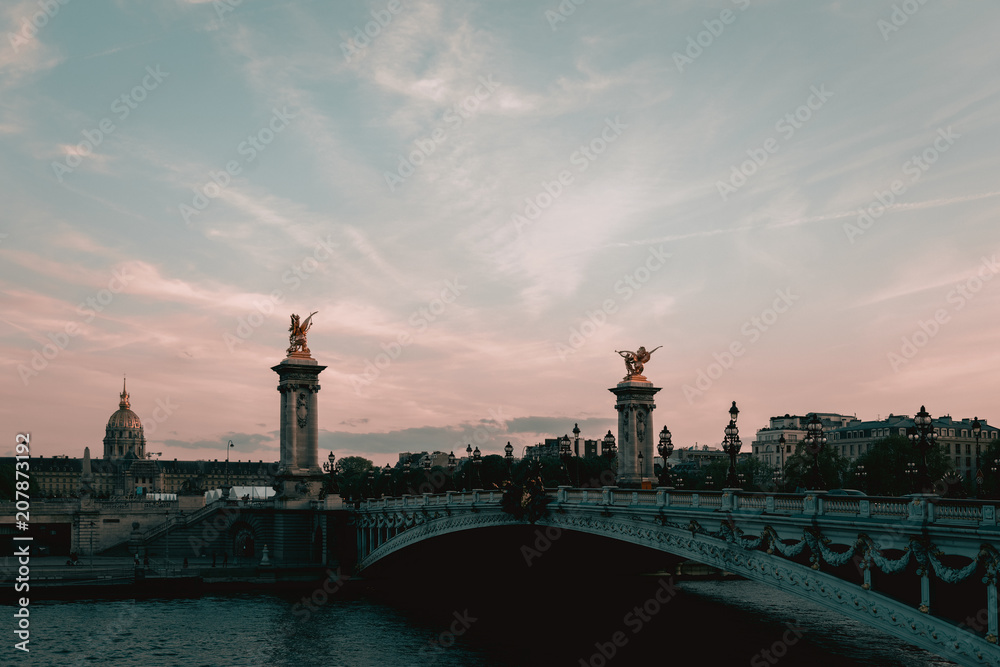The Alexander III Bridge across Seine river in Paris