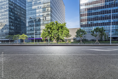 Photography Empty Road with modern business office building