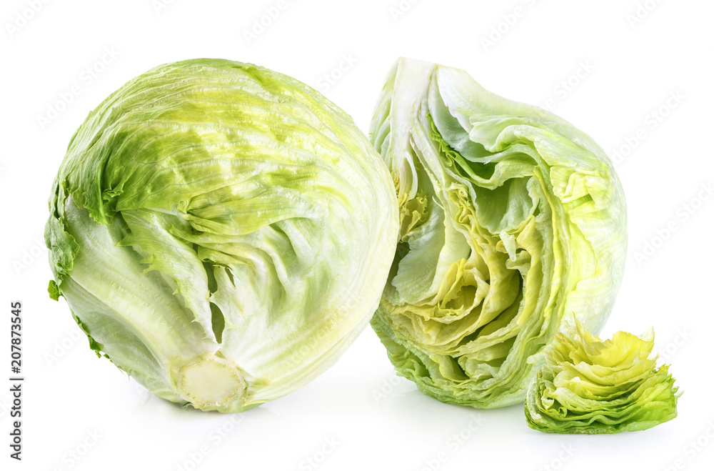 Fototapeta premium Iceberg lettuce isolated on a white background.