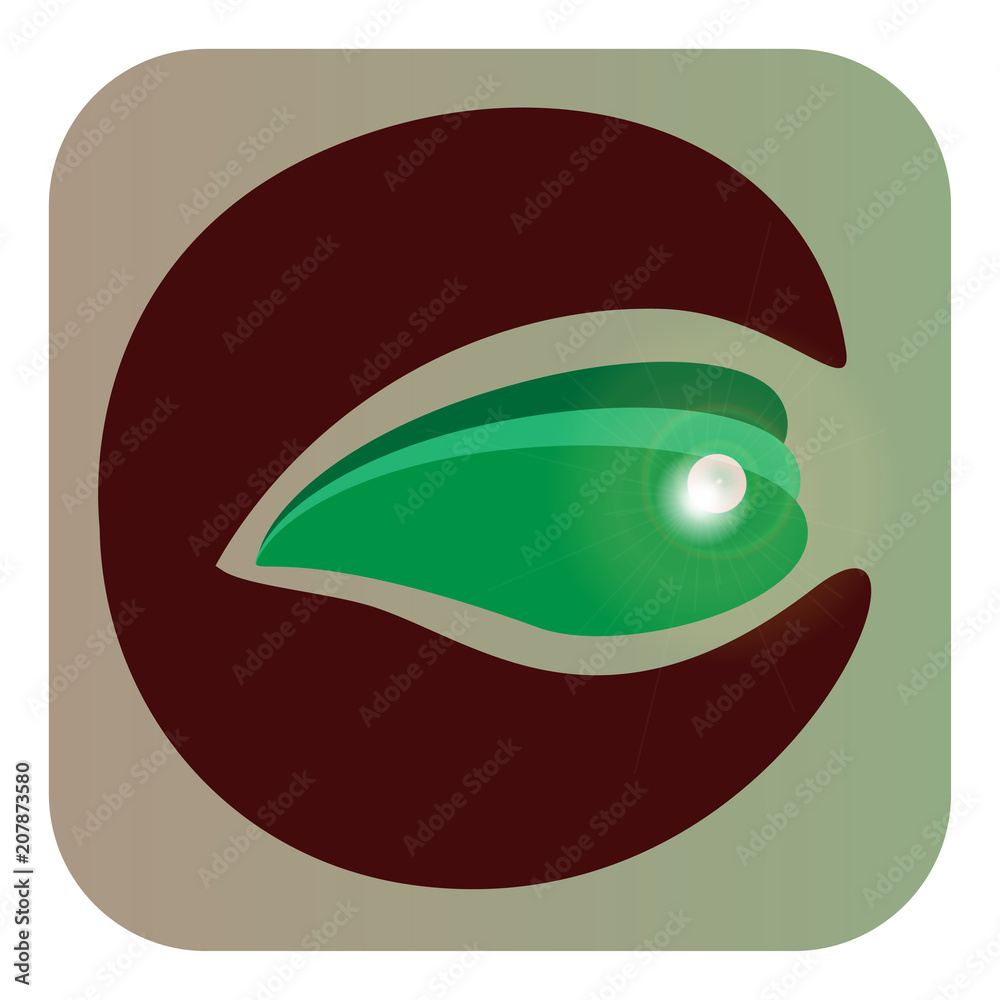 Sign of ecology with pearl. Icon of appendix or program. Glossy sphere.Logo design Sign of ecology with pearl. Icon of appendix or program. Glossy sphere.Logo design