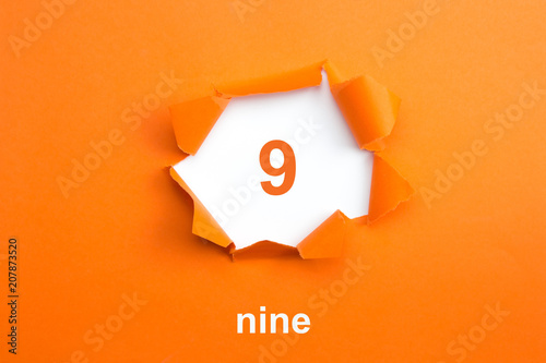 Number 9 - Number written text nine photo