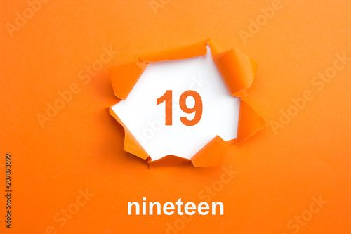 Number 19 - Number written text nineteen