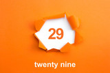 Number 29 - Number written text twenty nine