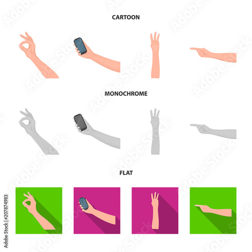 Sign Language cartoon,flat,monochrome icons in set collection for design.Emotional part of communication vector symbol stock web illustration.