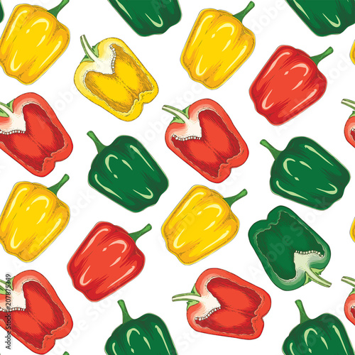 Seamless Pattern with Bell Pepper