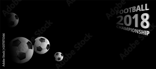 Football 2018 championship background with soccer balls.