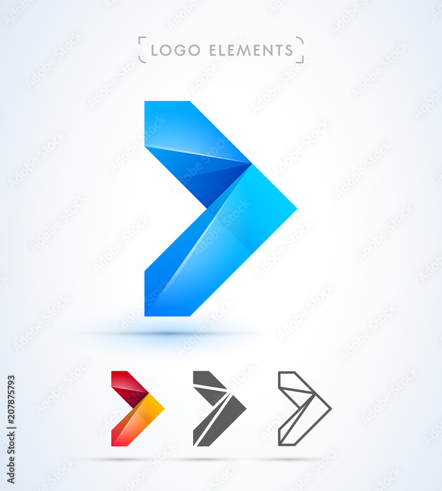 Vector abstract arrow logo template. Material design, flat, origami and line art style Vector abstract arrow logo template. Material design, flat, origami and line art style