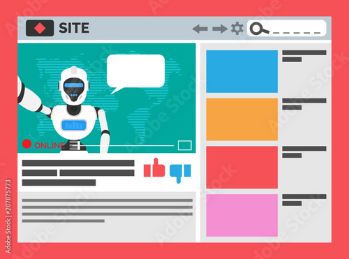 robot humanoid blogger online translation stream on video site