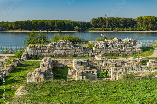 Ruins of ancient fortress Durostorum on the Danube river, Bulgaria photo