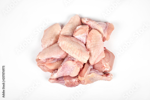 Raw chicken wings isolated on white background