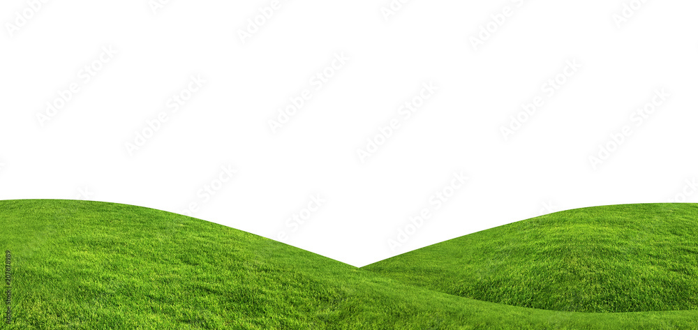 Naklejka premium Zielonej trawy tekstury tło odizolowywający na białym tle z ścinek ścieżką.