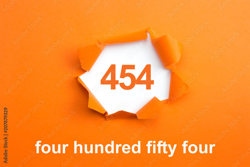 Number 454 - Number written text four hundred fifty four Stock Photo |  Adobe Stock