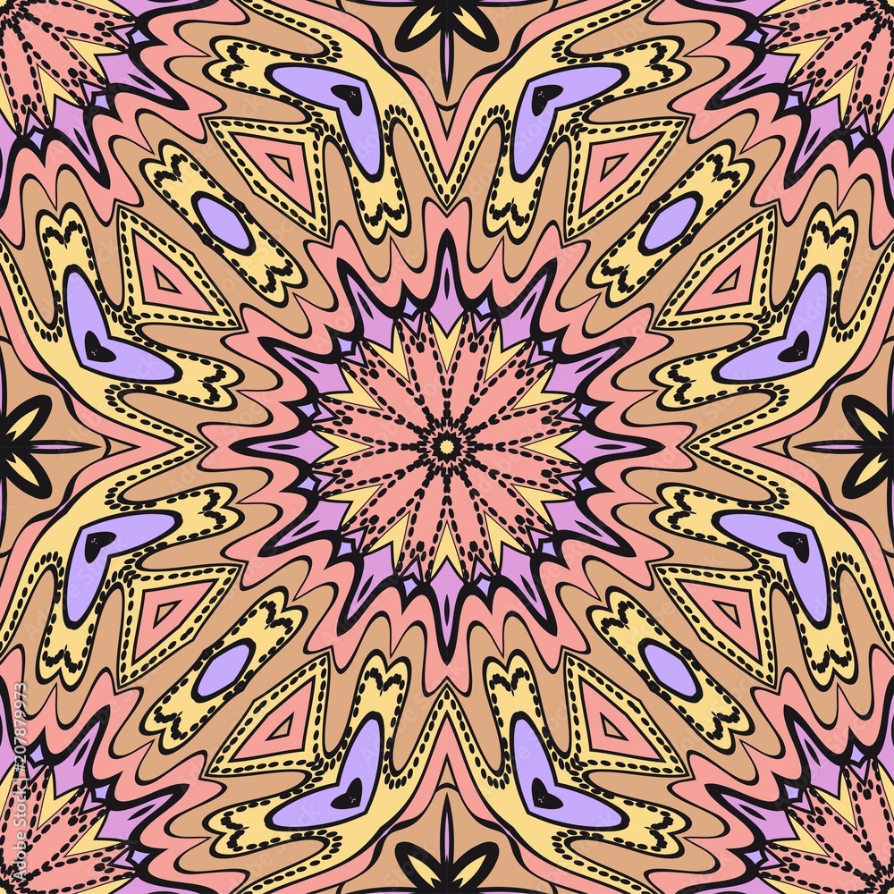 Multicolor geometric fantasy seamless vector illustration. For fashion Design Templates, Wallpaper