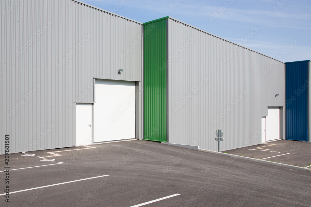 Exterior of modern industrial warehouse building Exterior of modern industrial warehouse building