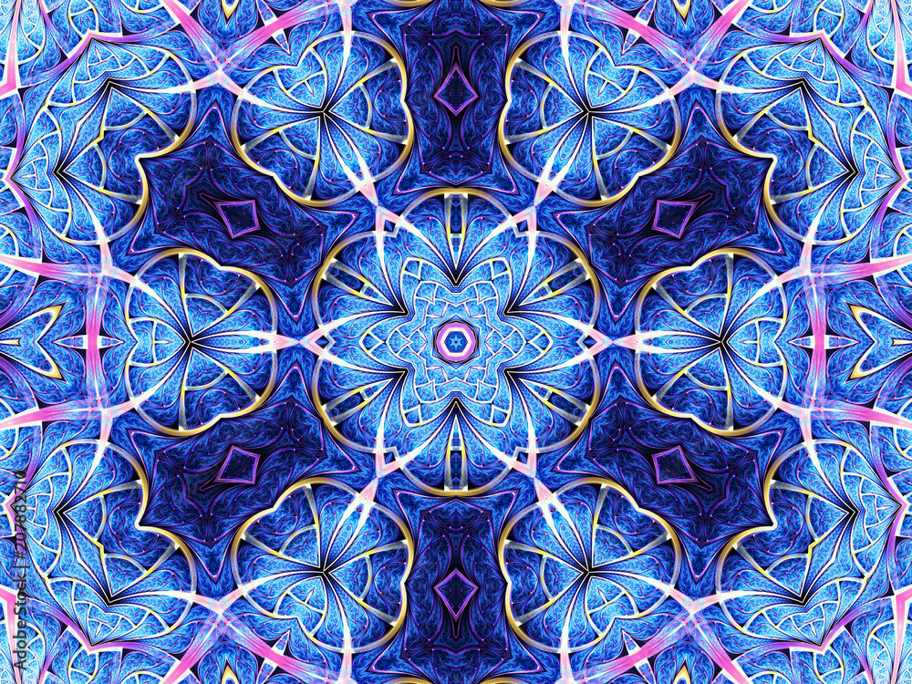 Dark blue fractal flower or butterfly, digital artwork for creat