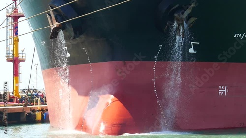 Ballast water flow from tanker ship
