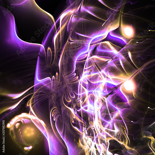 Shiny colorful fractal lights, digital artwork for creative graphic design