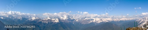 Caucasian ridge at an altitude of 2320 m in Sochi April 2018 panorama from the observation deck