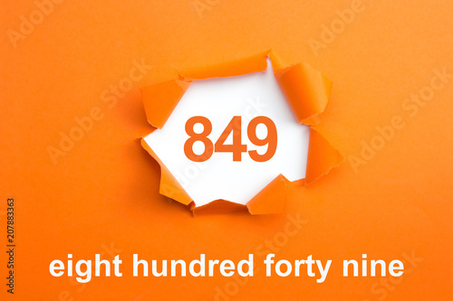 Number 849 - Number written text eight hundred forty nine