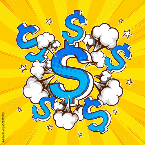 pop art money, vector illustration.