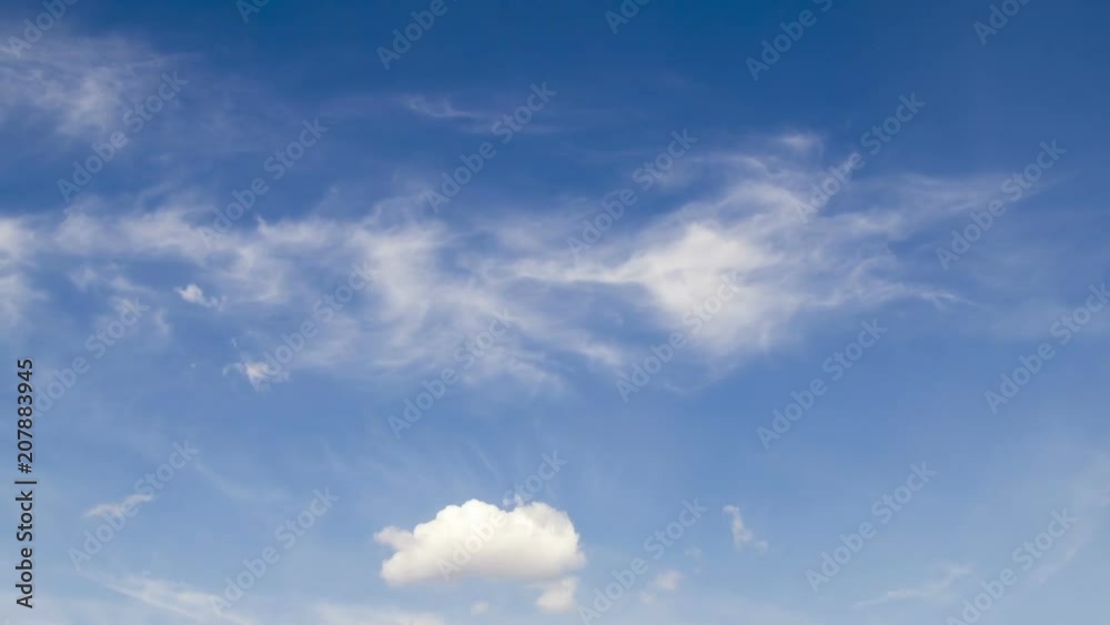 Plumose clouds in the blue sky, time-lapse. Plumose clouds in the blue sky, time-lapse.
