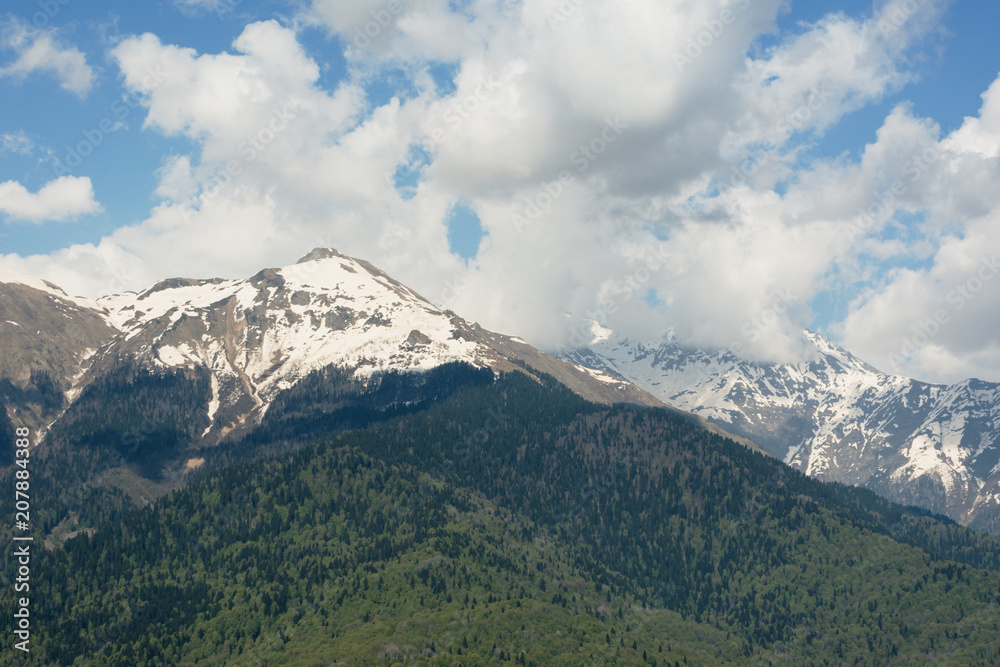 Caucasus mountain range at an altitude of 2320 m in Sochi April 2018
