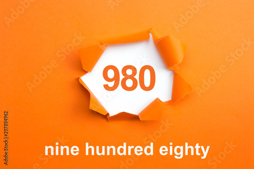 Number 980 - Number written text nine hundred eighty photo