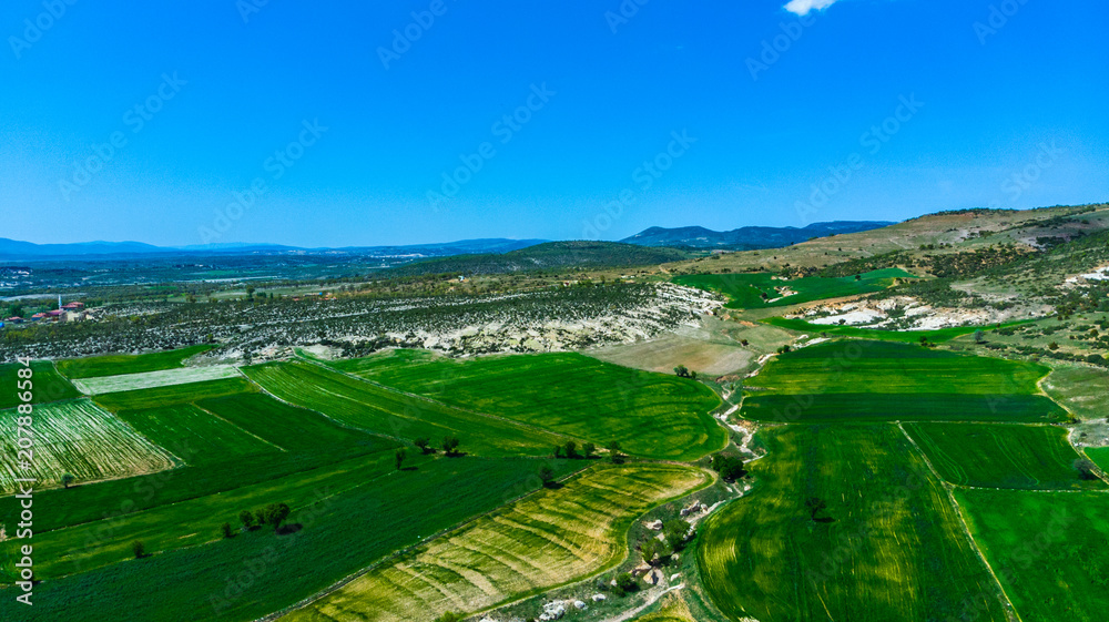 Drone view to the Phrygian valley in the city of Afyonkarahisar
