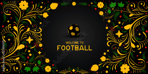 Background theme of Football in Russia. Russian pattern background. Football in Russia in 2018. Football championship.